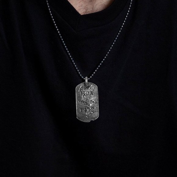 NOV9M®️ 925 Sterling Silver San Jose Dog Tag Men’s Necklace 24" - Picture 5 of 5